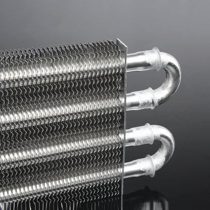 G-PLUS 4 Row AN6 Radiator Remote Aluminum Transmission Racing Oil Cooler + Oil Hose Mounting Kit Universal For Cars Trucks Silver