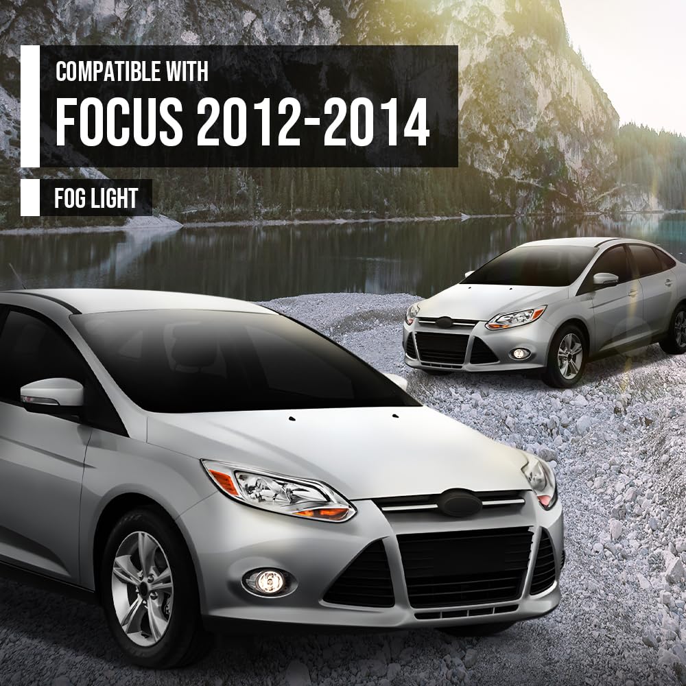 G-PLUS Fog Lights Compatible with Ford Focus 2012 2013 2014 Fit S SE SEL Titanium models LH & RH Fog Lamps with Chrome Fog Cover 4F9Z15200AA CP9Z17E810C CP9Z17E811C BM51-19953-AD BM51-19952-AD