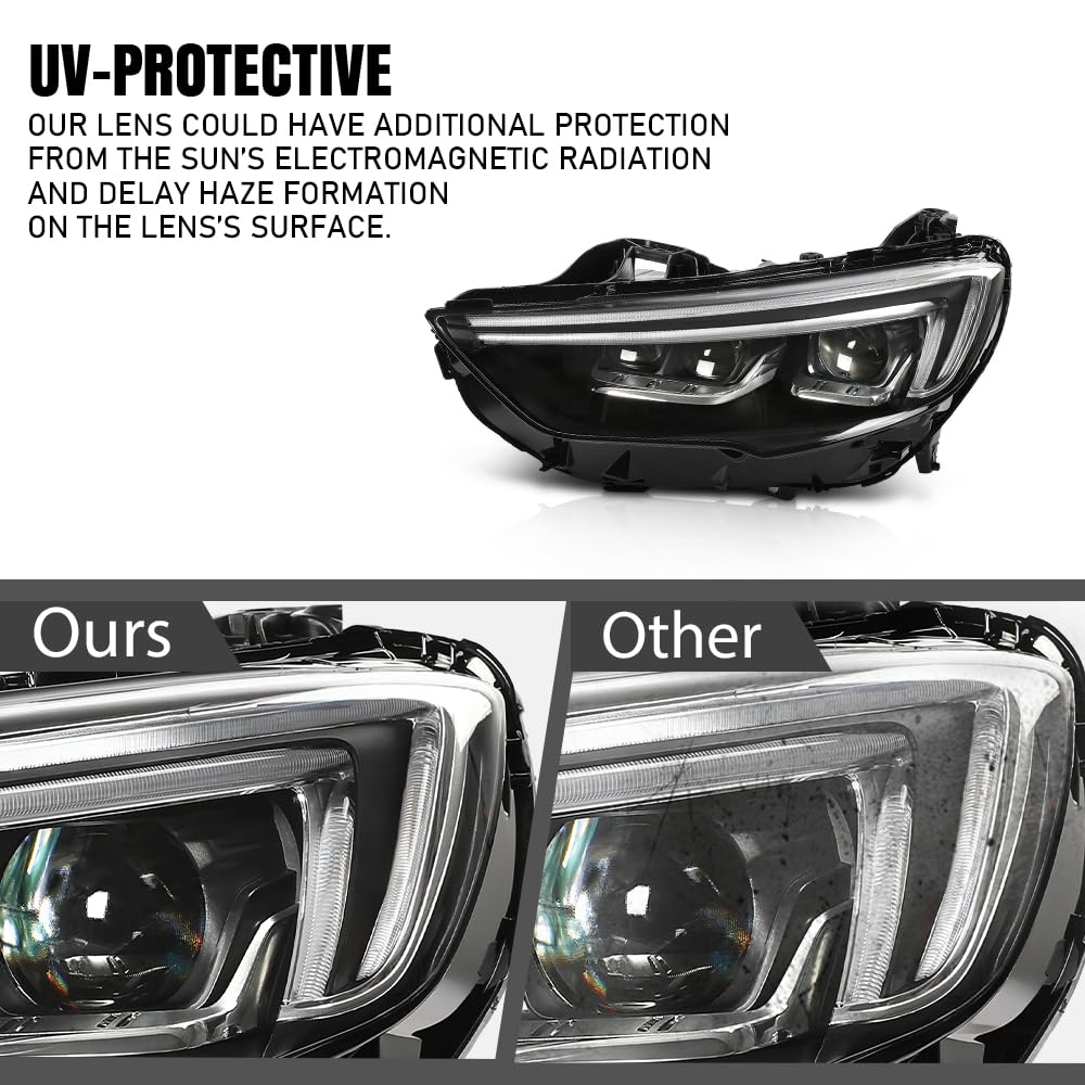 G-PLUS Halogen DRL Headlights Headlamps with Bulbs Set of 2 Left+Right Compatible with Buick Encore 2017-2022 42673065, 42698956 Clear Lens Black Housing
