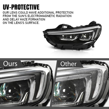 G-PLUS Halogen DRL Headlights Headlamps with Bulbs Set of 2 Left+Right Compatible with Buick Encore 2017-2022 42673065, 42698956 Clear Lens Black Housing