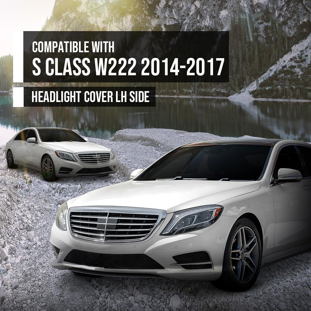 G-PLUS Headlight Lens Cover Compatible with Benz W222 S-Class 2014 2015 2016 2017 Left Side Front Headlamp Lens Cover Clear