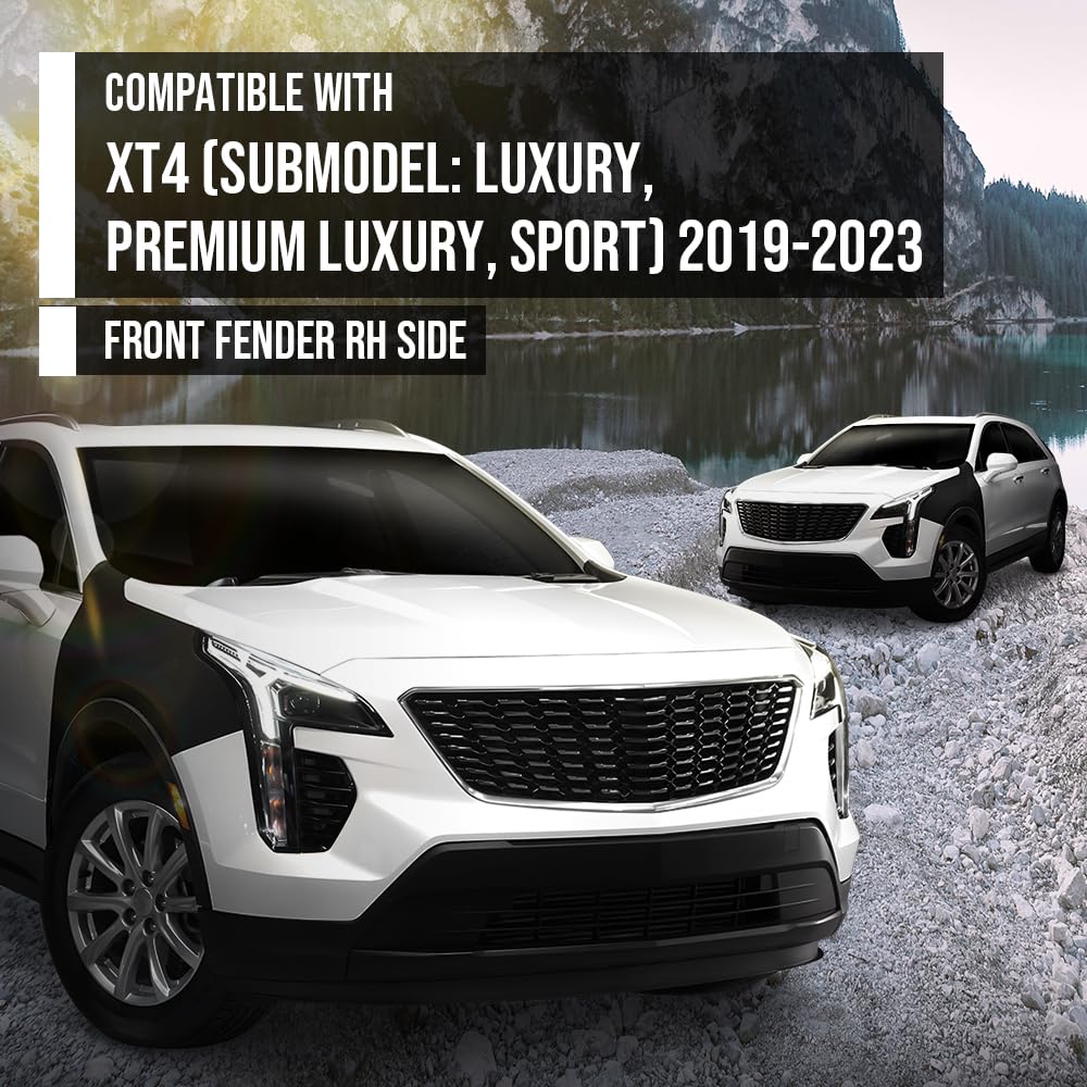 G-PLUS Front Fender Passenger Right Side Compatible with Cadillac XT4 (submodel: Luxury, Premium Luxury, Sport) 2019-2023 84216123, GM1241412 Black
