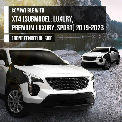 G-PLUS Front Fender Passenger Right Side Compatible with Cadillac XT4 (submodel: Luxury, Premium Luxury, Sport) 2019-2023 84216123, GM1241412 Black