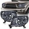 G-PLUS Headlights Assembly Compatible with Toyota Tacoma 2005-2011 Headlamps Pair Halogen Smoky Lens Chrome Housing Clear Reflector,faros delanteros