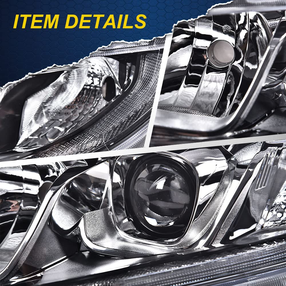 G-PLUS Headlights Assembly, Compatible with 2016 2017 2018 2019 2020 2021 Honda Civic Right bumper Headlamp, Clear lens Chrome Housing Clear Reflector