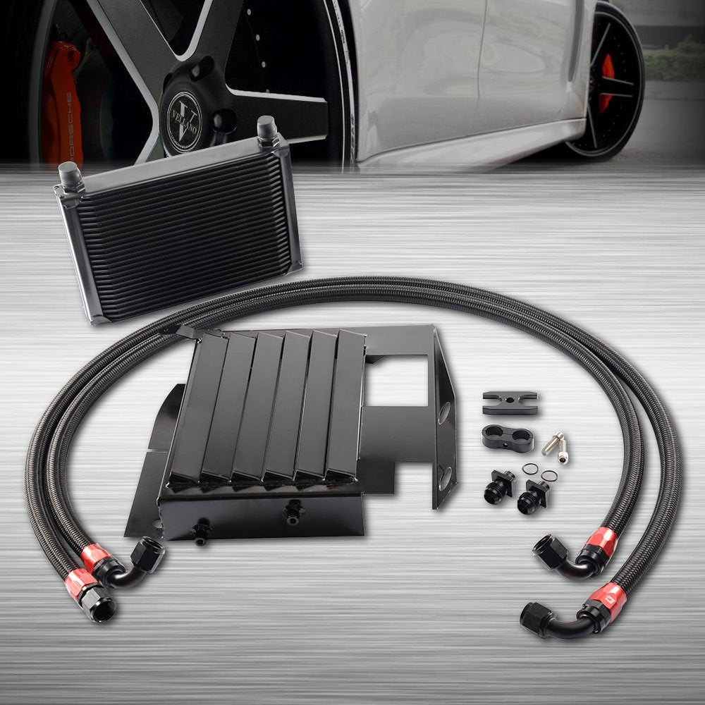 G-PLUS 25 Row Aluminum Engine Transmission Oil Cooler Kit Upgrade Compatible With BMW 3 SERIES 335I E90 E92 N54 Black