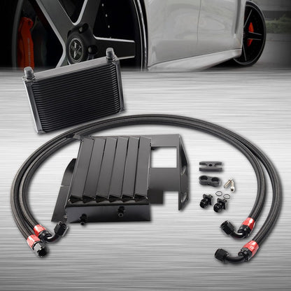 G-PLUS 25 Row Aluminum Engine Transmission Oil Cooler Kit Upgrade Compatible With BMW 3 SERIES 335I E90 E92 N54 Black