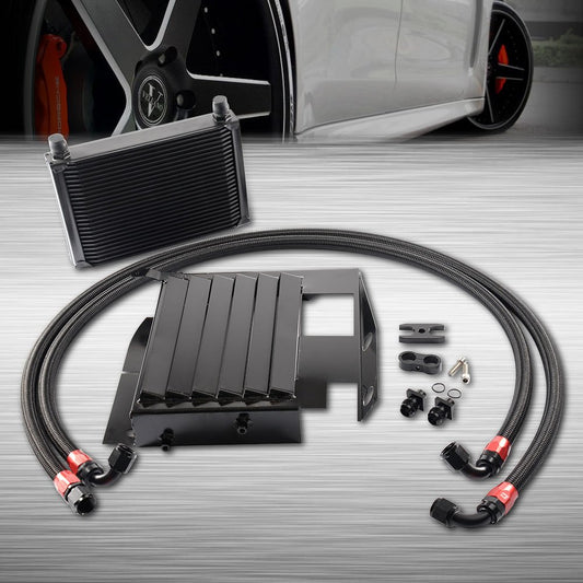G-PLUS 25 Row Aluminum Engine Transmission Oil Cooler Kit Upgrade Compatible With BMW 3 SERIES 335I E90 E92 N54 Black