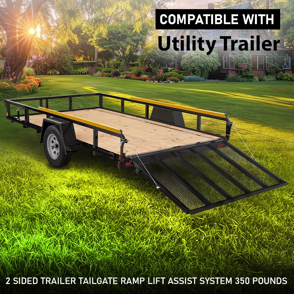 G-PLUS 1set Trailer Tailgate Liftgate Ramp Lift Assist System Fit Wide Range of Trailers,Fit 350 pounds Trailers with Side Rails Between 10 and 24 inches, Tailgate Heights Between 4 and 6 feet