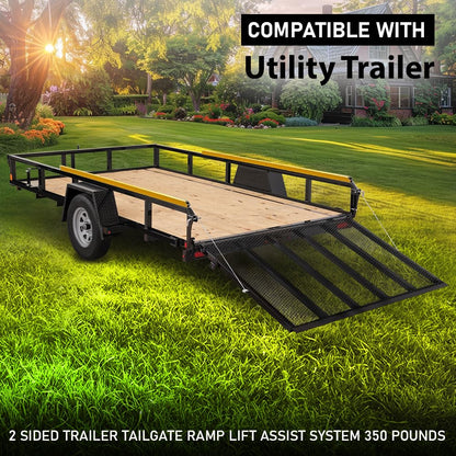 G-PLUS 1set Trailer Tailgate Liftgate Ramp Lift Assist System Fit Wide Range of Trailers,Fit 350 pounds Trailers with Side Rails Between 10 and 24 inches, Tailgate Heights Between 4 and 6 feet