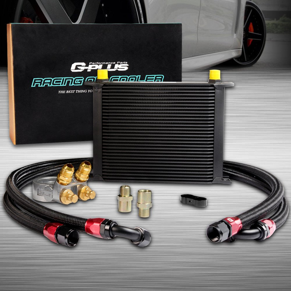 30 Row AN10 Thermostat Adaptor Aluminum Universal Engine Transmission Oil Cooler Kit With Thermostat 80 Deg Adapter For CAR/TRUCK
