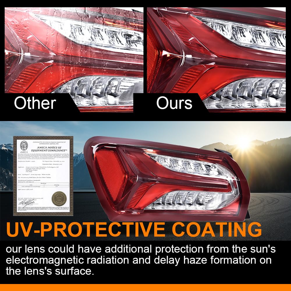 G-PLUS LED Tail Light Lamp Compatible with Chevy Malibu 2019 2020 2021 2022 Driver Rear Lamps Red Clear lens Chrome Houning 84595944 GM2800262 GM2801262 Luces Traseras Faros TraserosAssembly