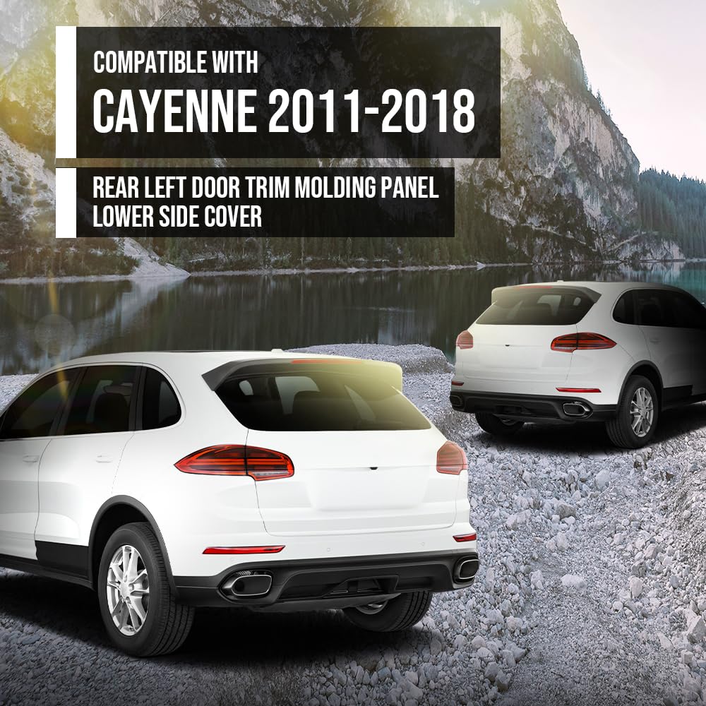 G-PLUS Rear Left Lower Door Molding Trim Compatible with Porsche Cayenne 2011-2018 Without Off-Road Package 95855978920G2X, 958-559-789-20-G2X Black