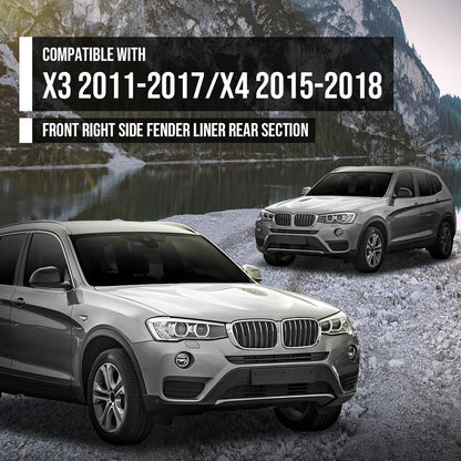 G-PLUS Fender Liner Front Right Side Rear Section Compatible with BMW X3 2011-2017 Fit BMW X4 2015-2018 BM1249127, 51717213644 Black