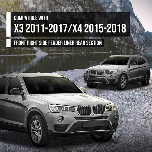 G-PLUS Fender Liner Front Right Side Rear Section Compatible with BMW X3 2011-2017 Fit BMW X4 2015-2018 BM1249127, 51717213644 Black