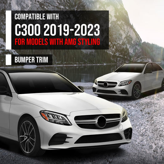 G-PLUS Front Right Outer Bumper Trim Compatible with Benz C300 2019-2023 For Models With AMG Styling 2058859002, MB1047160 Glossy Black
