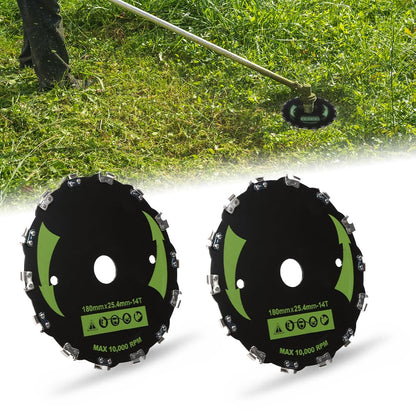 G-PLUS 2pcs 7" Chainsaw 14-Tooth Brush Blades Fit Bush Cutter Weed Eater Trimmer Head Black