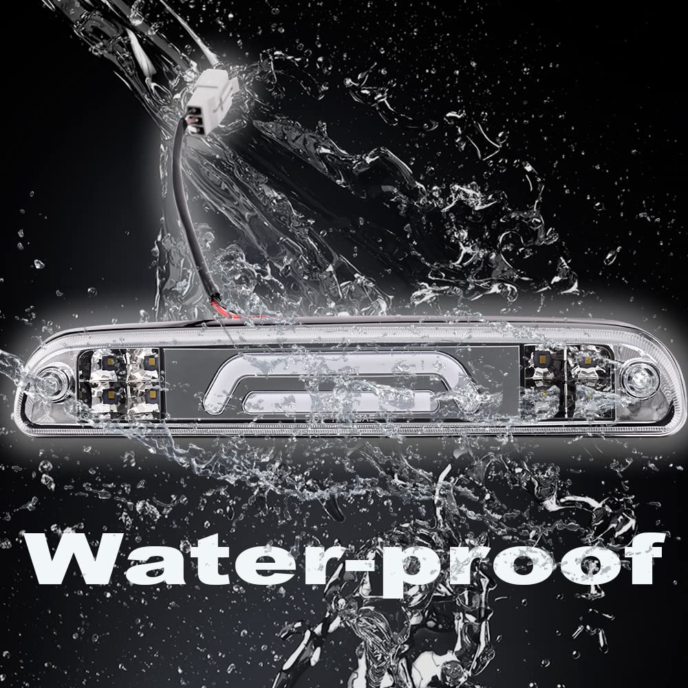 G-PLUS Rear LED Third Brake Light Compatible With 1999-2016 Ford F250 F350 F450 F550 SD Super Duty,3RD Cargo Led Tail Lamps Clear lens Chrome Housing Tercera Luz De Freno