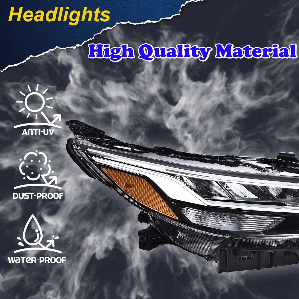 G-PLUS Headlights Assembly, Compatible with 2020-2021 Nissan Sentra Right Bumper Headlamp, Clear Lens Black Housing Amber ReflectorBumper Headlamps