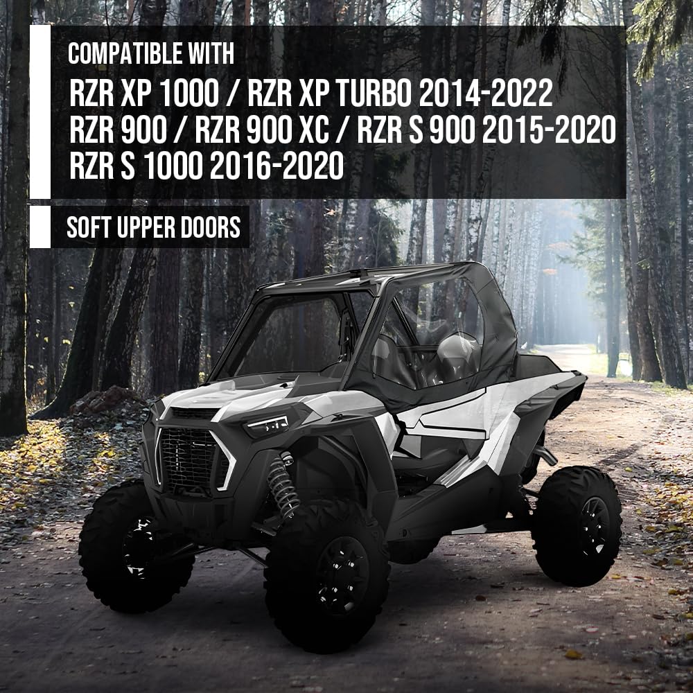 G-PLUS Soft Upper Doors Compatible with Polaris RZR XP 1000 and RZR XP Turbo 2014-2022 Fit Polaris RZR S 1000 2016-2020 Black 2 Pcs