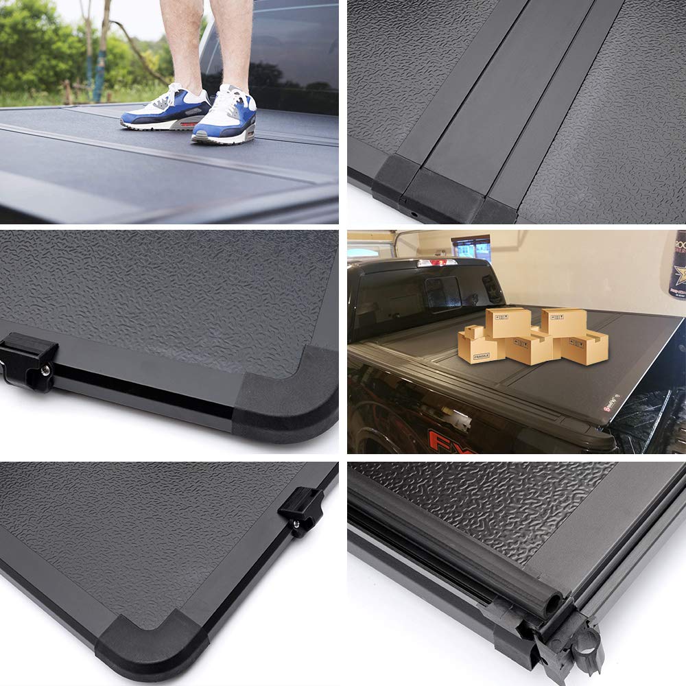 G-PLUS Lock Solid Hard Tri-Fold Tonneau Cover Compatible with 2004-2007 Chevy/GMC Extra Short Bed 5´8" (07 Classic Body)