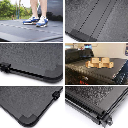 G-PLUS Lock Solid Hard Tri-Fold Tonneau Cover Compatible with 2004-2007 Chevy/GMC Extra Short Bed 5´8" (07 Classic Body)