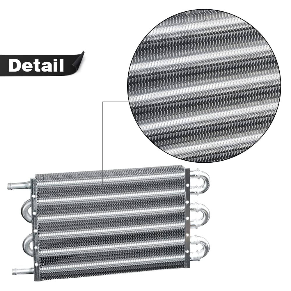 G-PLUS 6 Row AN6 Aluminum Engine Transmission Racing Oil Cooler with Mounting Kit Silver, Compatible with Universal Car Truck Trans Full