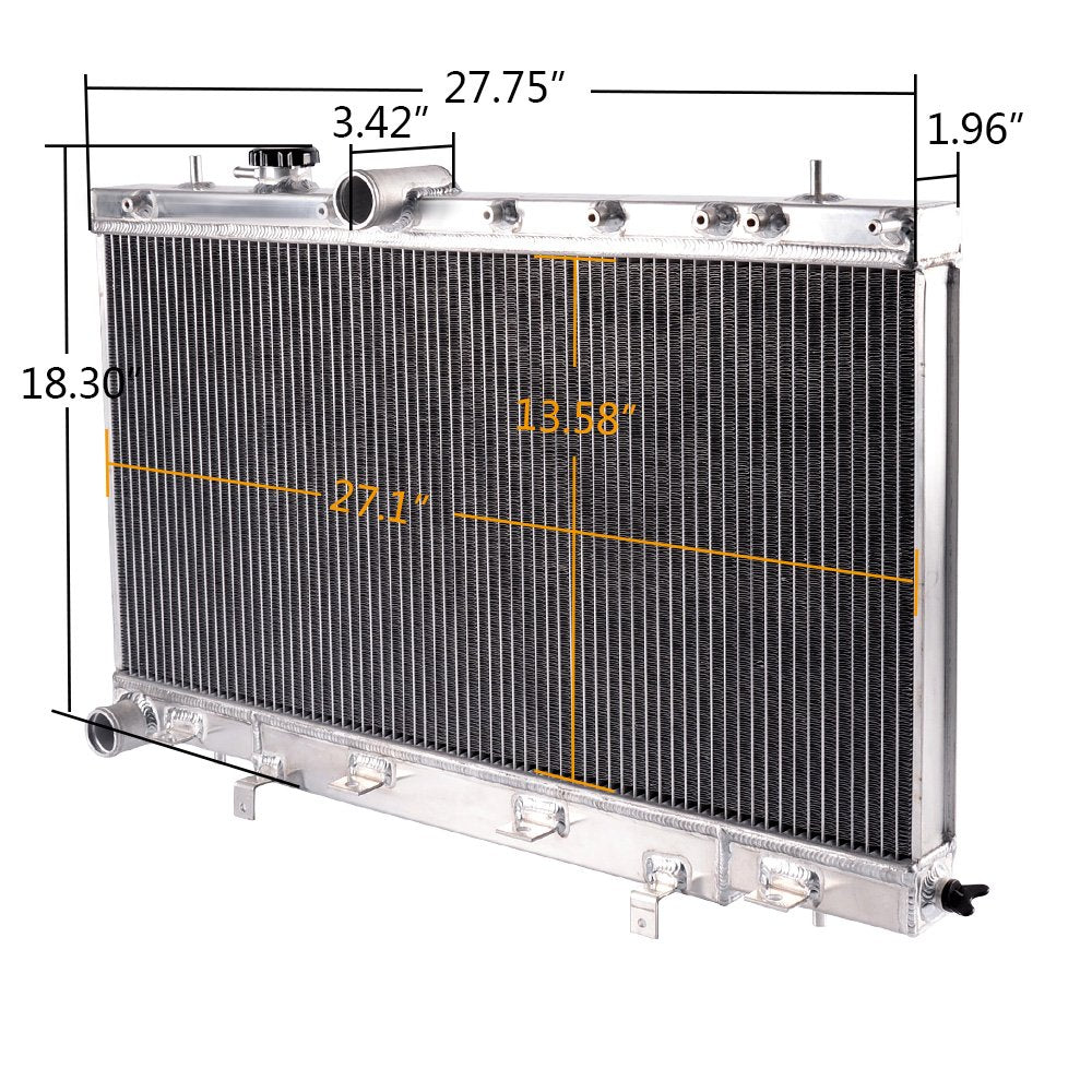 Aluminum Racing Cooling Radiator Stop Leak Compatible for Subaru Impreza GDA/GDB WRX STI Vers 7~9 2002 2003 2004 2005 2006 2007 Silver
