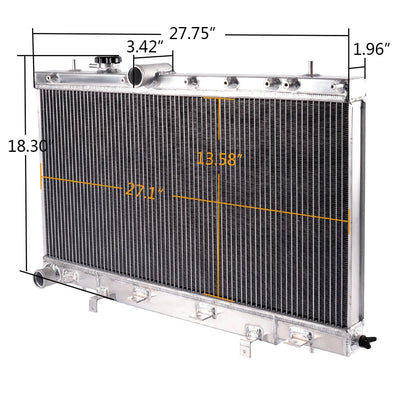 Aluminum Racing Cooling Radiator Stop Leak Compatible for Subaru Impreza GDA/GDB WRX STI Vers 7~9 2002 2003 2004 2005 2006 2007 Silver