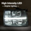 G-PLUS LED DRL Headlights, Fit 2007-2014 Chevy Silverado 2500 3500 & HD Models/Fit 2007-2013 Chevy Silverado 1500 Bumper Headlamps, Clear Lens Black Housing Clear Reflector