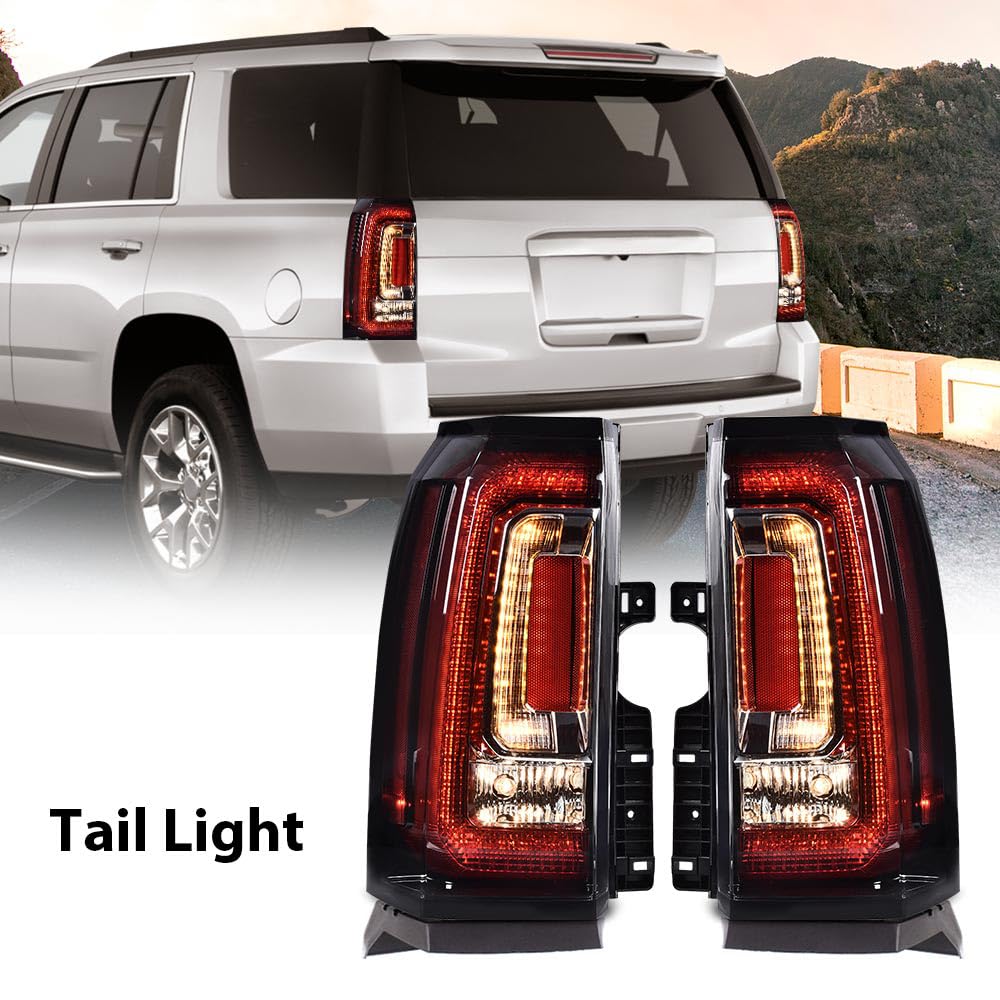G-PLUS LED BAR Tail Lights Fit GMC Yukon/Yukon XL 2019-2020,Fit GMC Yukon/Yukon XL (Denali, SLE, SLT) 2015-2018 Driver and Passenger Taillamps Brakelights Luces Traseras,Faros TraserosAssembly
