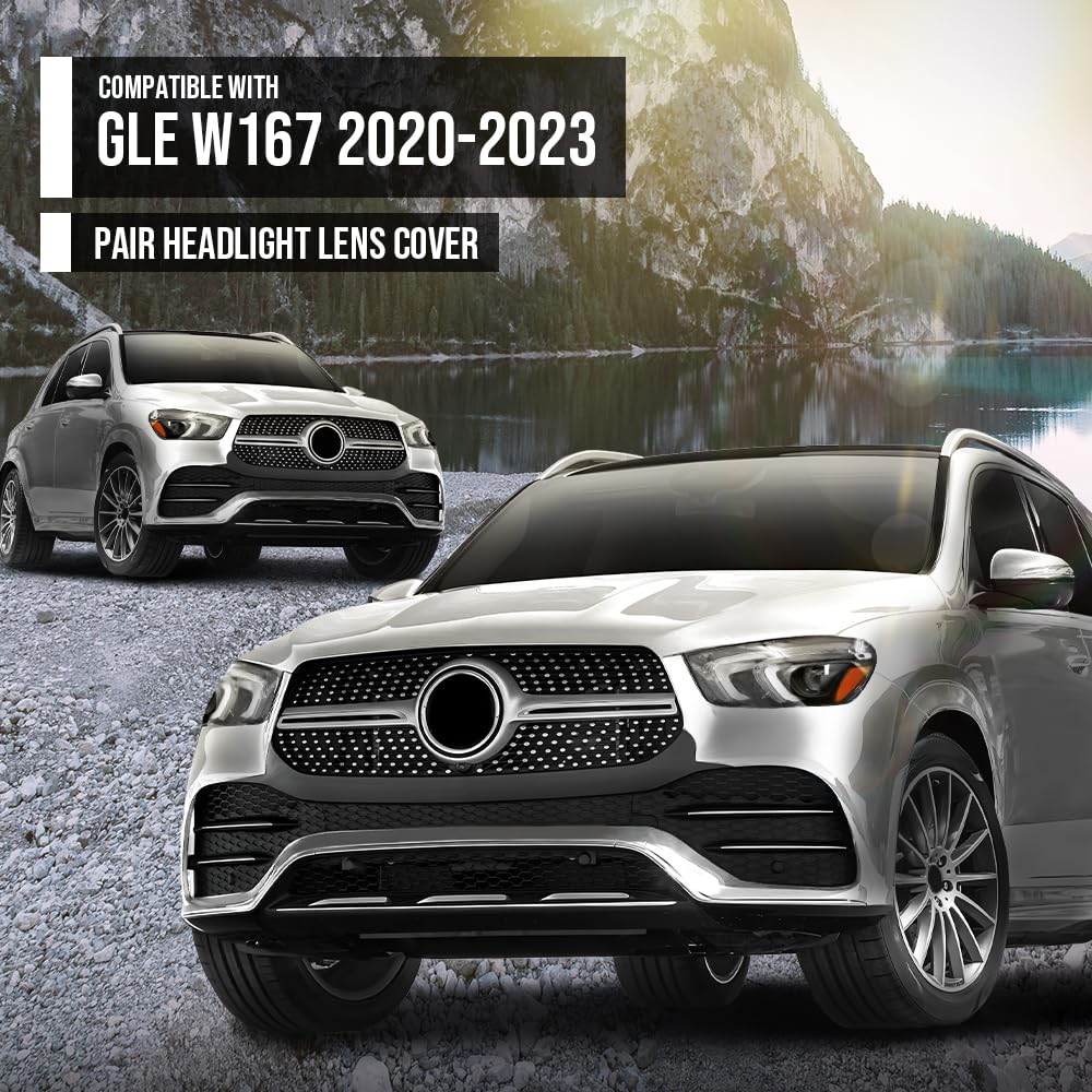 G-PLUS Headlight Lens Cover Compatible with Benz GLE W167 2020-2023 Left & Right Front Headlamp Lens Cover Clear