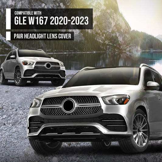 G-PLUS Headlight Lens Cover Compatible with Benz GLE W167 2020-2023 Left & Right Front Headlamp Lens Cover Clear