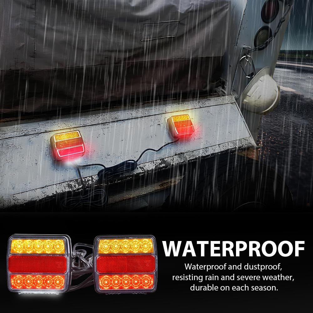 G-PLUS 2pcs Magnetic LED Trailer Towing Light Kit 24ft Cable with 7 Pin Plug Fit for 5 Wire Systems Standard Trailer RVs Campers Trucks UTEs UTVs