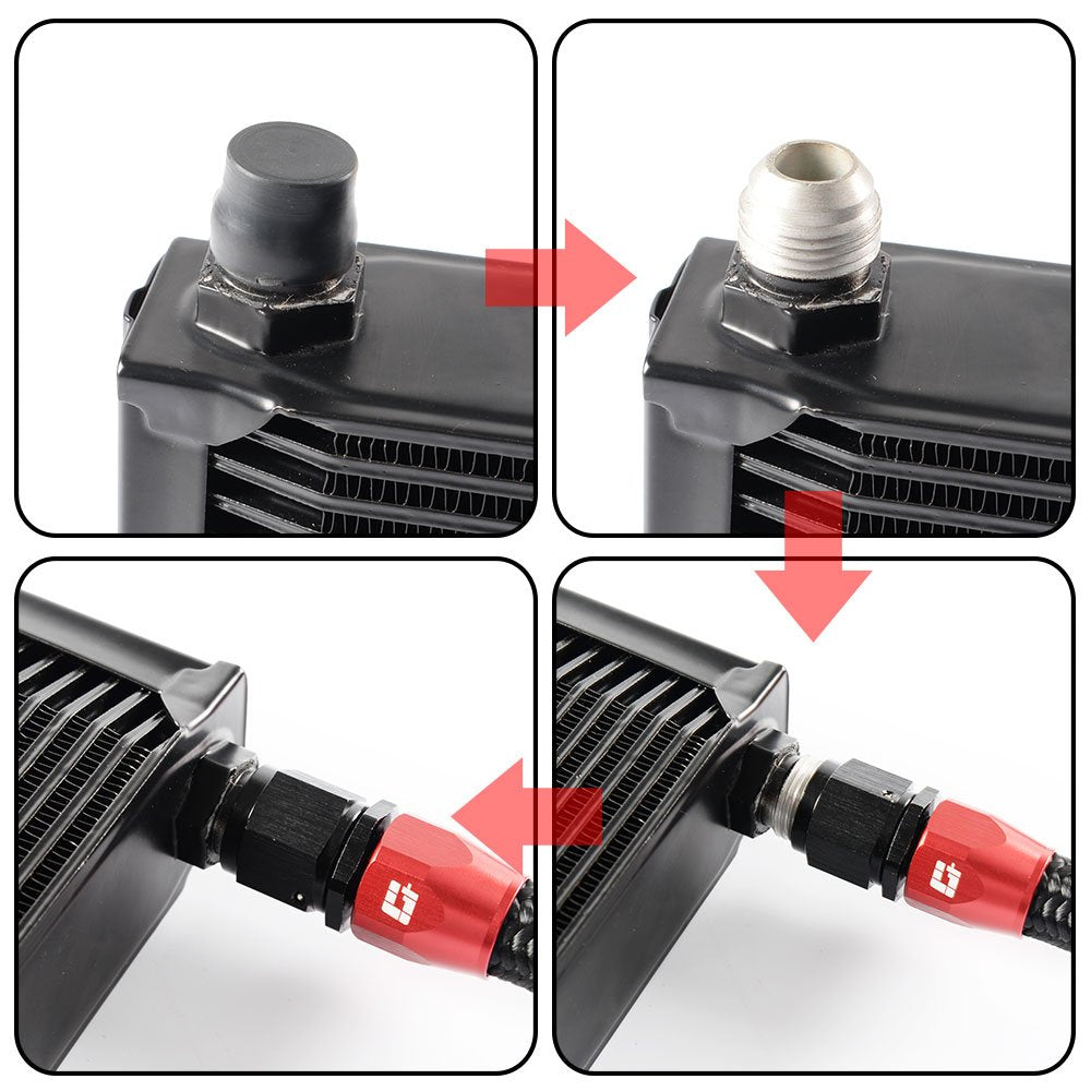G-PLUS 25 Row Aluminum Engine Transmission Oil Cooler Kit Upgrade Compatible With BMW 3 SERIES 335I E90 E92 N54 Black