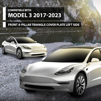 G-PLUS Front A-Pillar Triangular Cover Plate Left Compatible with Tesla Model 3 2017-2023 1130655 00 E, 1130655-00-E Gloss Black