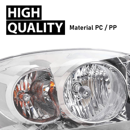 G-PLUS Headlights Assembly w/Bulbs Light Bar Left and Right Side Compatible with Dodge Ram 1500 2006-2008/Fit Dodge Ram 2500 3500 2006-2009 Clear Lens Chrome Housing Clear Reflector