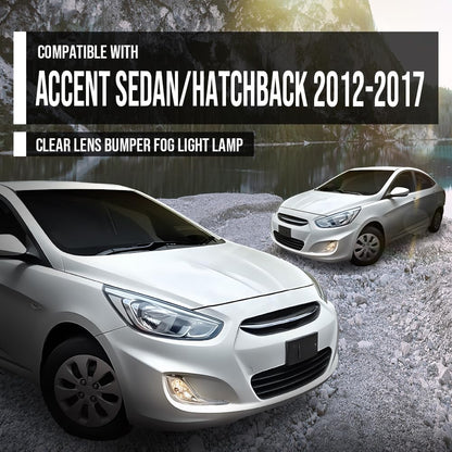 G-PLUS Bumper Fog Lights Compatible with Hyundai Accent 2012-2017 922011R010 922021R000 HY2592139 HY2593139 Left Driver Side & Right Passenger Side Clear Lens Fog Lamps