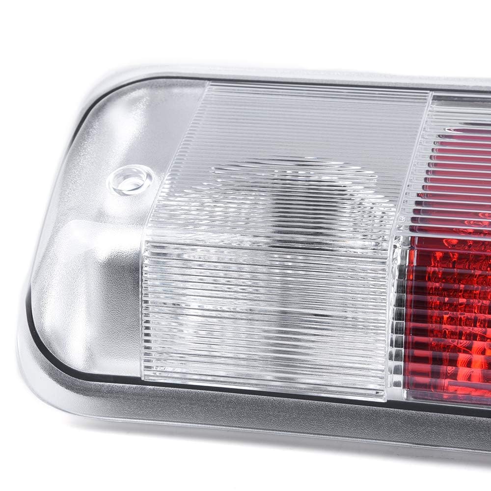 G-PLUS 3rd Brake Light, Compatible with 2004-2008 Ford F150 Truck Third Brake Lights Assembly High Mount Center Rear Roof Third Cargo Light Parking Light Halogen, Clear/Red Lens Black Housing