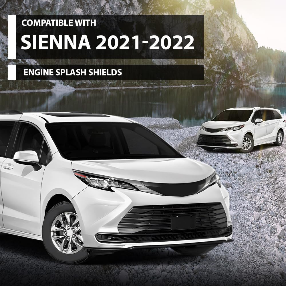G-PLUS 1PC Black Rear Engine Splash Shields Compatible with Toyota Sienna Woodland Edition 2022 Toyota Sienna 2021-2022 TO1228283, 5142008030, 51420-08030, 51420 08030