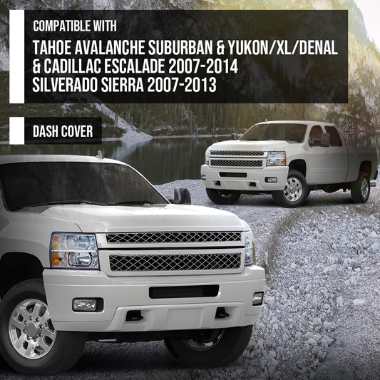 G-PLUS TPE Dash Cover Dashbaord Compatible with Chevy Tahoe Avalanche Suburban & GMC Yukon/XL/Denal & Cadillac Escalade 2007-2014 Fit Chevy Silverado GMC Sierra 2007-2013 Gray