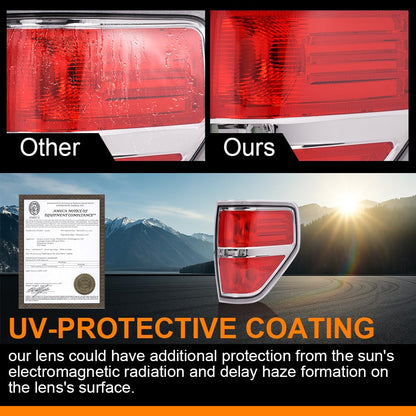G-PLUS Rear Tail Lights Compatible With 2009-2014 Ford F150 2/4 Door (Not Fit Flareside Models,Not Fit Ogriginal Model with LED Tail Lamp) Brake Lamps Right Side luces traseras, faros traserosAssembly
