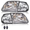 G-PLUS Headlights w/Bulbs, Fit Ford 1998-2003 F150/Fit 1997-2002 Expedition Bumper Headlamps, Clear Lens Chrome Housing Clear Reflector Left & RightBumper Headlamps,faros delanteros