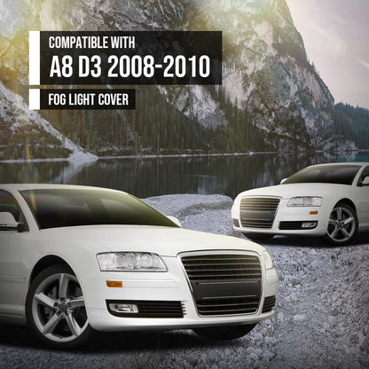 G-PLUS Front Bumper Fog Light Cover Grille Left & Right Compatible with Audi A8 D3 2008 2009 2010, Fit Audi A8 Quattro D3 2008-2010 4E0807680B, 4E0807679B Glossy Black