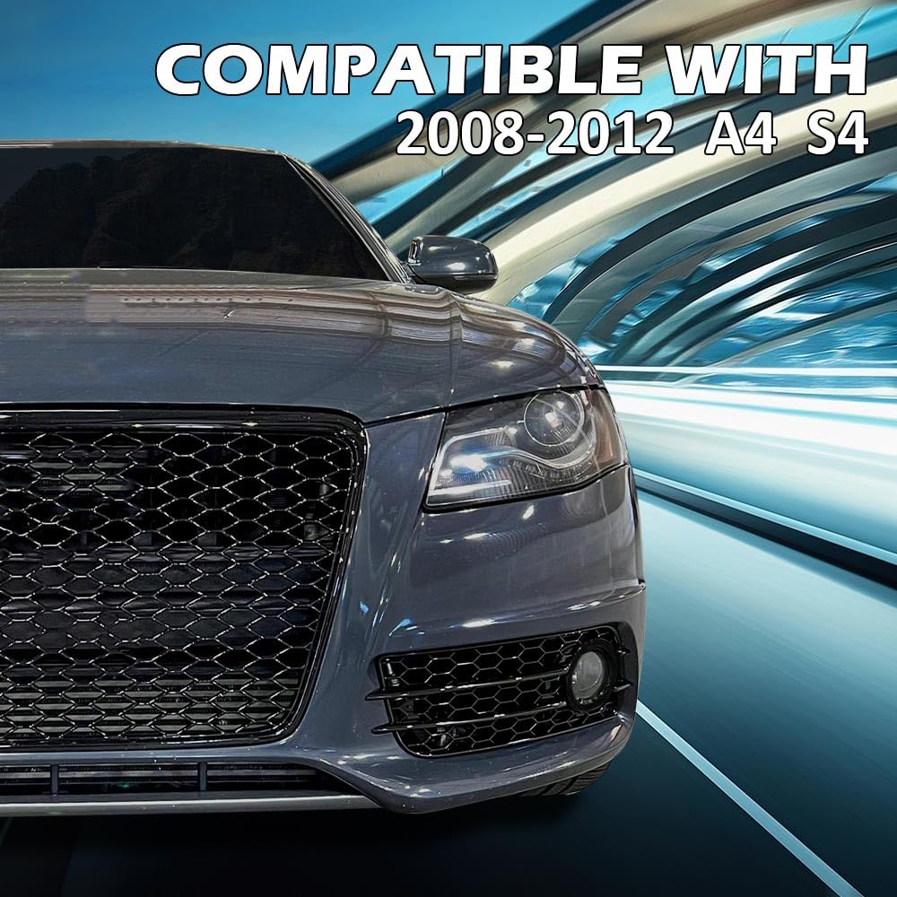 G-PLUS Fog Light Lamp Cover Grille Compatible with Audi A4 B8 S-Line S4 Models 2008-2012/ NOT Fit For Standard Bumper 88K0807681C, 8K0807682C