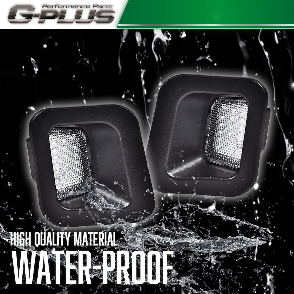 G-PLUS LED License Plate Light Compatible With 03-18 Dodge Ram 1500 2500 3500 Truck Built-in Resistor,Full Housing A Pair Replacement (Clear Lens)