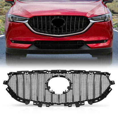 G-PLUS Front Upper Grille Grill Vent Trim Bar Compatible with Mazda CX-5 CX5 2017 2018 2019 2020 2021 ABS Black Mesh