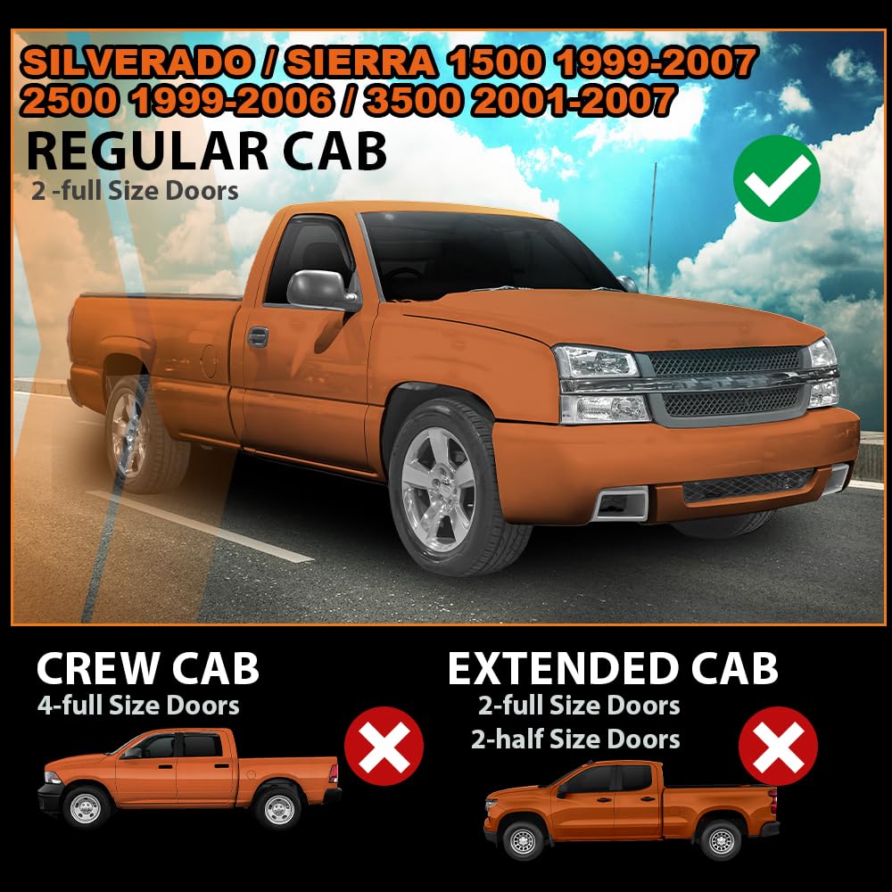 G-PLUS Out-Channel Window Vent Visor Deflectors Rain Guards Compatible with Chevy Silverado/GMC Sierra 1500 1999-2007 Impact-Resistant PC 2 PCS Smoky