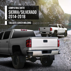 G-PLUS Tailgate Molding Cap for Chevy Silverado GMC Sierra 2014-2018 Black Front View