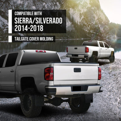 G-PLUS Tailgate Molding Cap Top Protector Molding Trim Compatible with Chevy Silverado GMC Sierra 2014-2018 Black